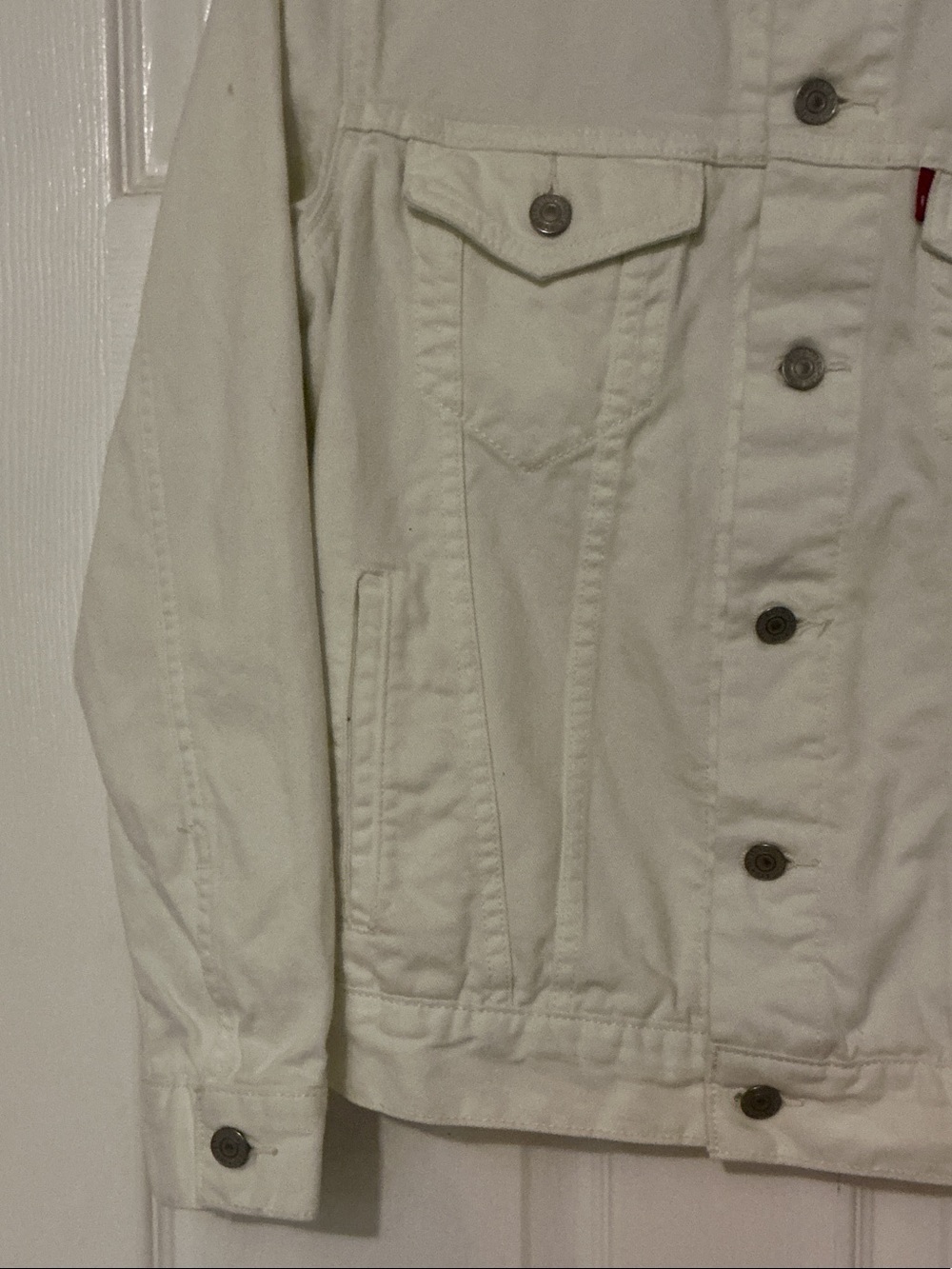 Levi's White Denim Jacket Sz S Button Front Levi Strauss Great Preowned Cond - Picture 4 of 6